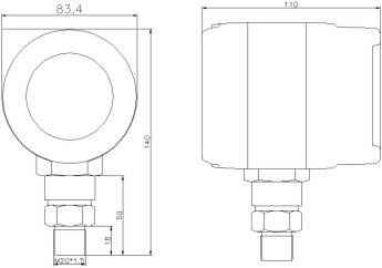 ELV108数字压力表尺寸图 ELV108数字压力表尺寸图